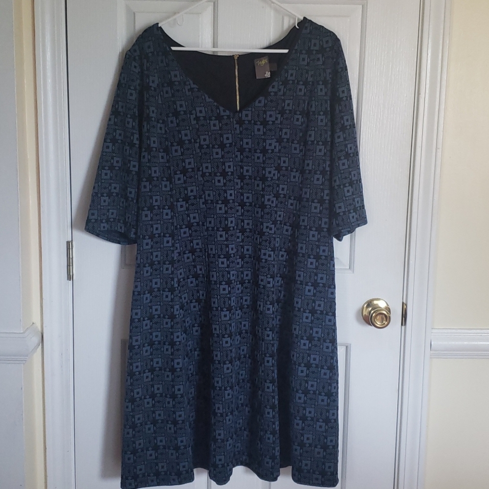 Navy Blue and Black Dress